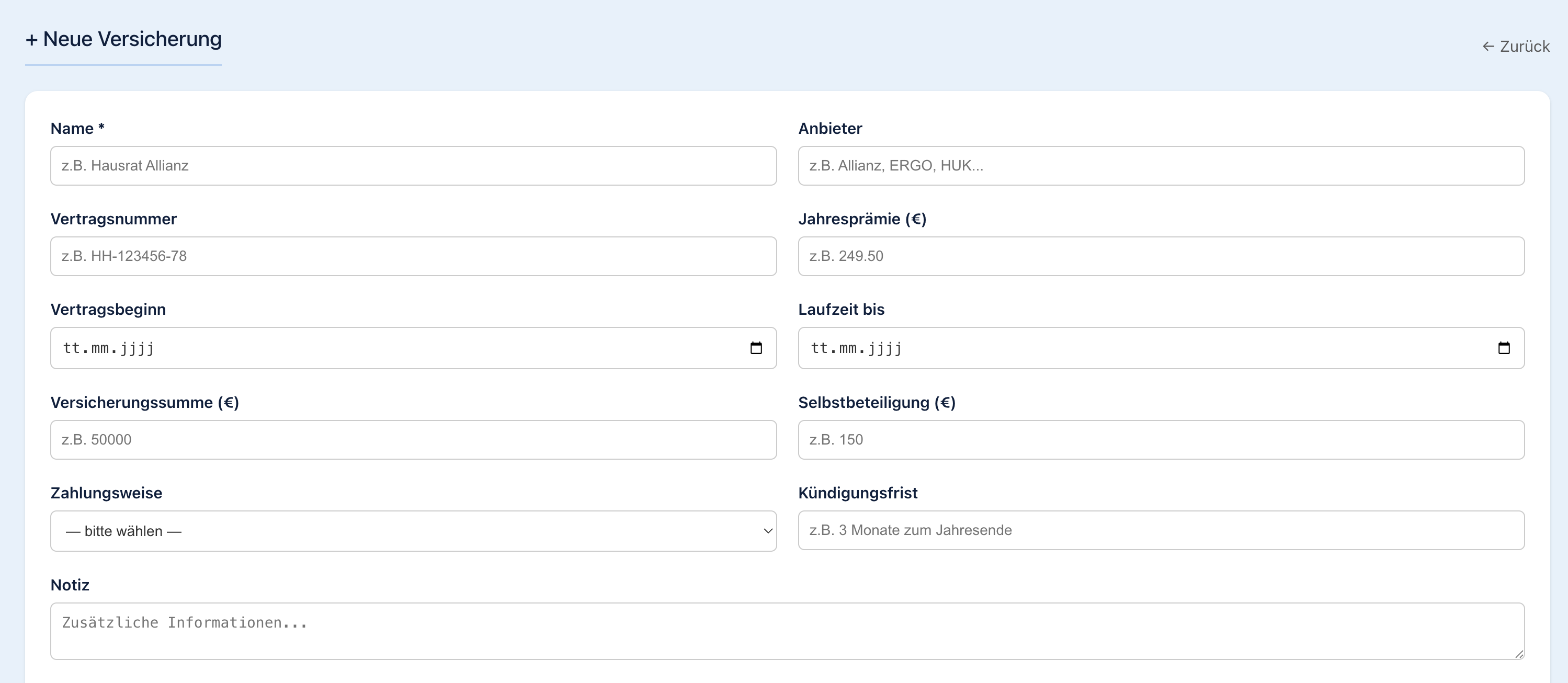 Neue Versicherung