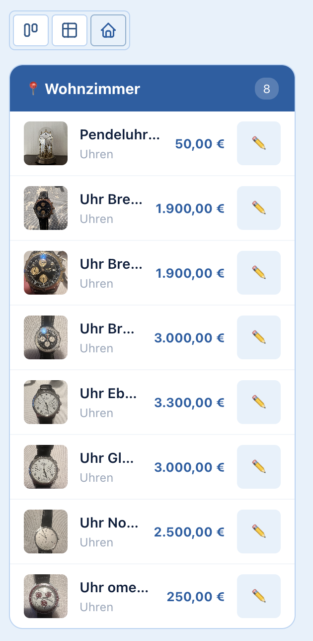 Anzeige nach Raum
